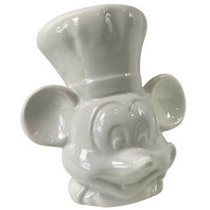 Mickey Mouse White Ceramic Salt Pepper Seasoning Shaker Shelf Sitter Disney USA